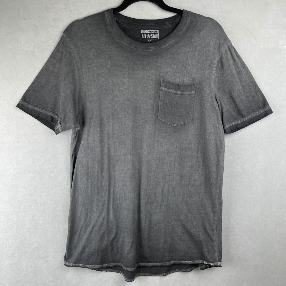 Converse All Star Gray Pocket‎ T Shirt Mens S Distressed Washed Effect Fits Big